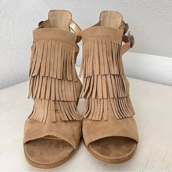 Shiekh tan fringe heeled ankle bootie size 10 - Picture 5 of 12